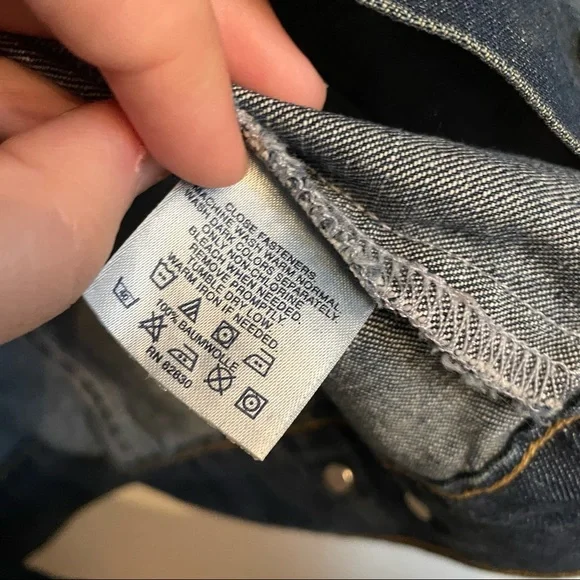 Lands’ End - Dark wash denim trucker jacket. Size L (14-16). - Picture 4 of 7